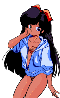 A female Ranma character lounging in a blouse