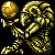 A chozo statue holding a power up in a glowing orb in its claw