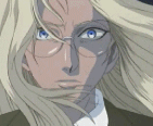 Integra from Hellsing looking at the camera while her hair flies in the wind