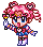 Chibi-usa from Sailor Moon waving her wand and smiling