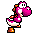 Rainbow Yoshi walking in place and changing colour