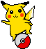 pikachu balancing on ball